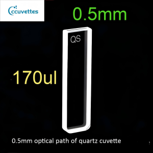 0.5mm path length, 170ul, 2 Polihsed windows quartz cuvettes