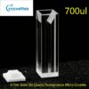 Quartz fluorescence semi-micro cuvette, 700 µL capacity, 2 mm slit width