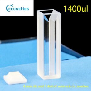 4mm slit 1.4ml,2 Polihsed Windows Quartz Micro Cuvettes of UV，10mm Path Length